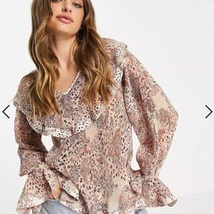 Paisley Print Ruffle blouse